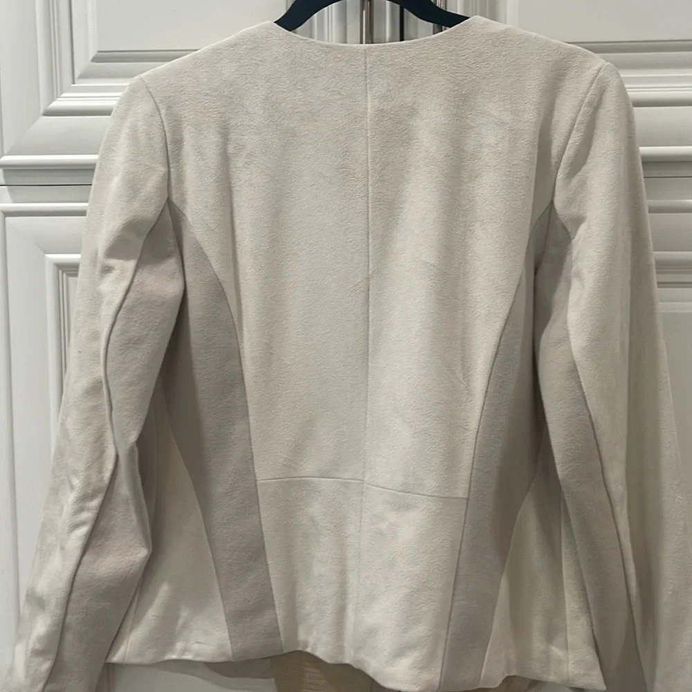 H by Halston Women's Size 2 Beige Cream Tan  Long Sleeve Zip Up lined Blazer - Picture 10 of 15